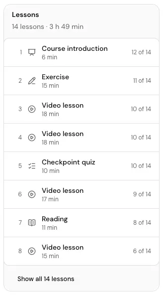 The Lessons card